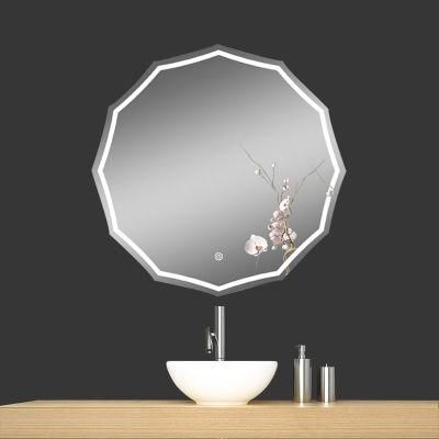 Hotel Bathroom Home Decoration Round Oval Diamond Shape Wall Mirror Lighted LED Mirror