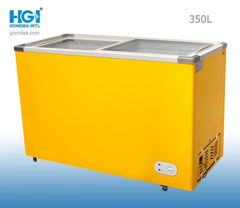 Hgi 350L Flat Glass Door Display Chest Freezer Ice Cream Showcase SD/Sc-350