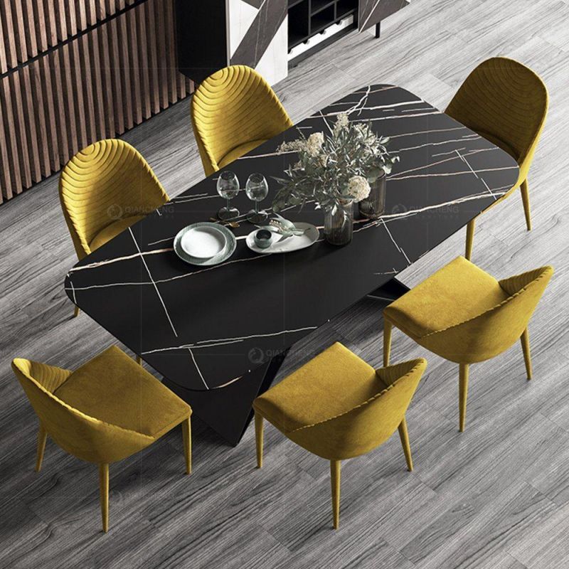 Luxury Steel Black Home Furniture Modern Marble Dining Tables