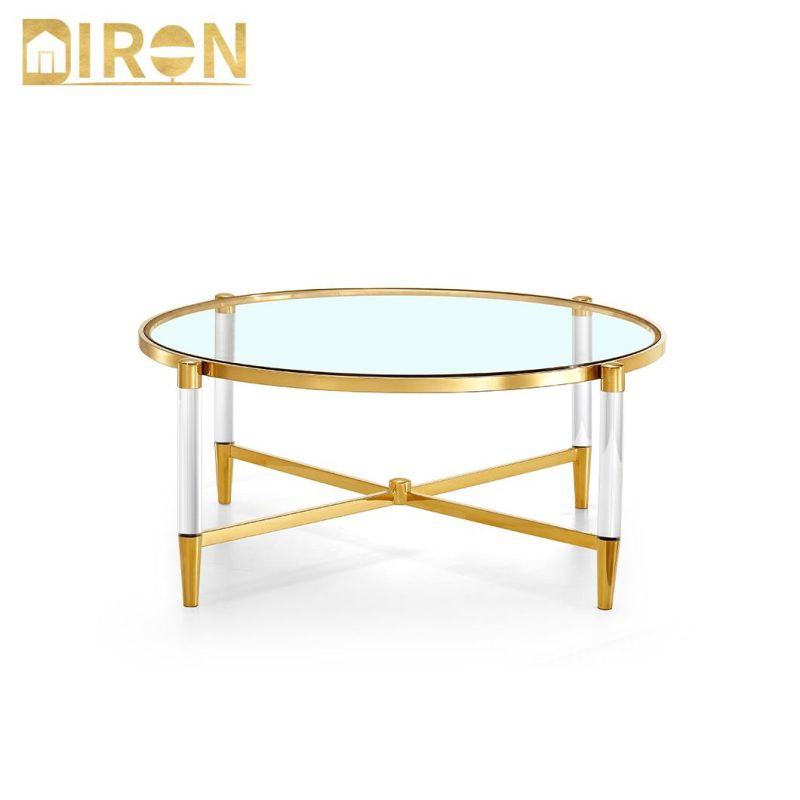 Wholesale High Quality Tempered Glass Top Metal Coffee Center Table