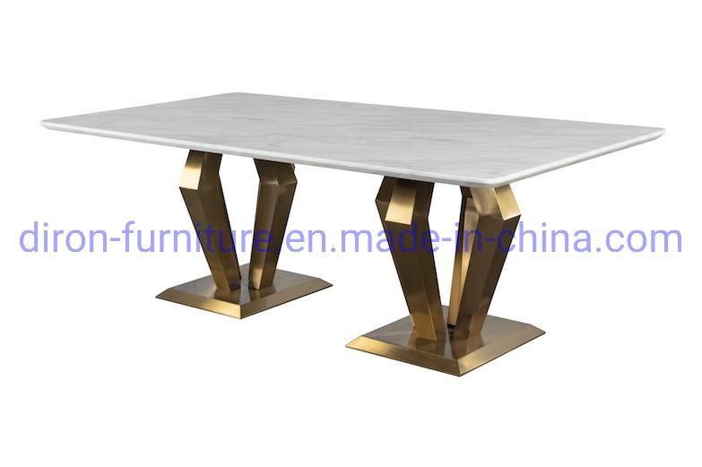 Foshan Furniture Cheap Stainless Steel Tempered Glass Dining Table