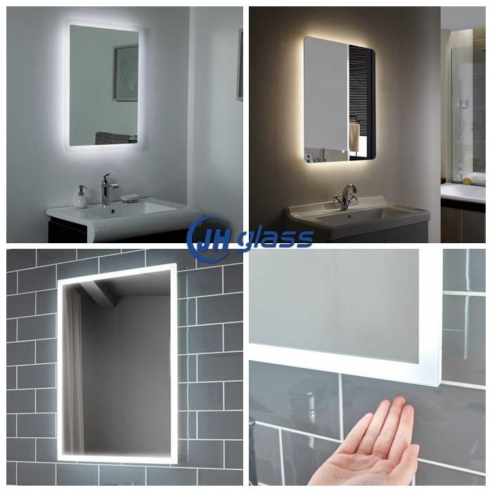 Home Decor Rectangle Round Wall LED Bathroom Backlit Illuminated Mirror with Defogger