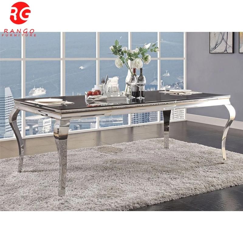 Kitchen Dining Room Furniture Glass Top Dining Table Set with 6 8 12 Velvet Dining Chairs Dining Table Set