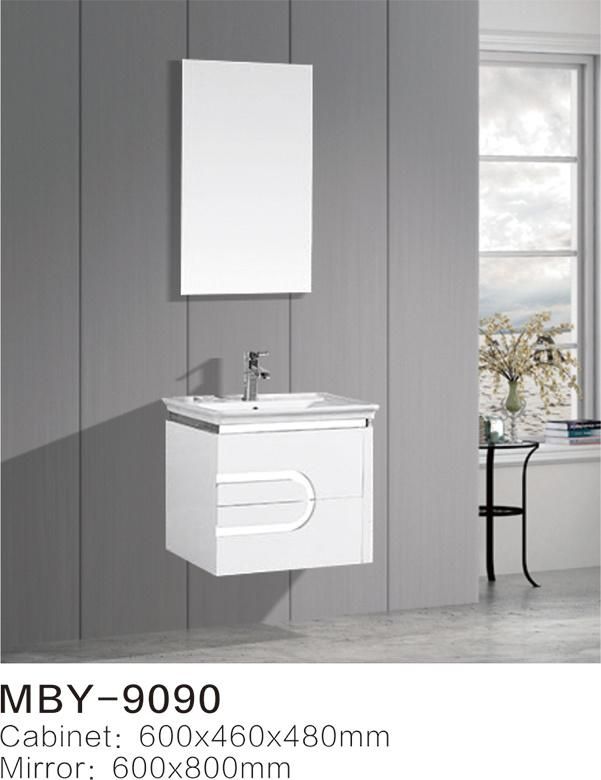 White Wall Mounted LED Mirror PVC Bathroom Cabinet