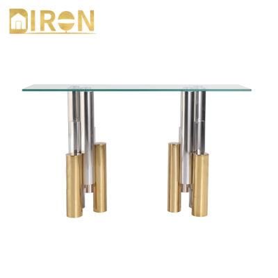 Stainless Steel Glass Top Gold Console Table Modern Design Made in China