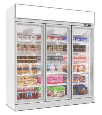 Transparent Glass Door Refrigerator Supermarket Upright Cooler Beverage Display Showcase