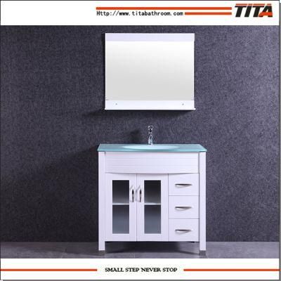 Antique Style Glass Top Bathroom Vanity T9120-36W-a