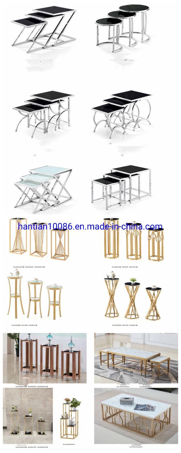 Cheap New Design LED Light Mirror Glass Banquet Wedding Stainless Steel Square Dining Table