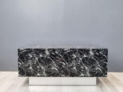 Modern Black Marble Printed Glass Home Furniture Coffee Table