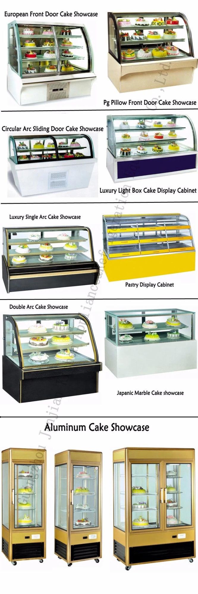 Stainless Steel Japanic Commercial Display Bakery Cake Refrigerator Showcase