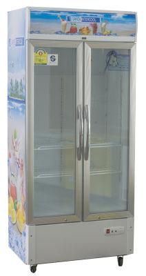 Double Glass Door Display Vertical Beer Chiller Showcase