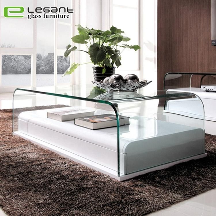 Bent Glass Coffee Tables with MDF Base