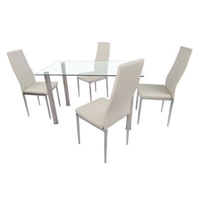 Top Dinner Furniture White Luxury Modern Tempered Glass Dining Table