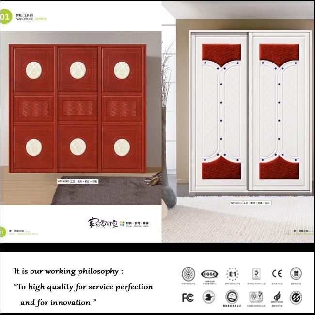 2015 Classic Flowers PVC Sliding Doors Wardrobe