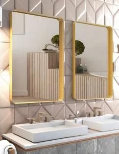 Hot Selling 28 in X 36 in Satin Golden Rectangular Aluminum Alloy Framed Bathroom Vanity Mirror