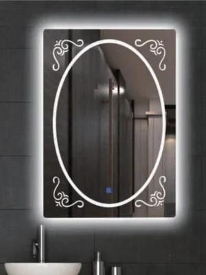 High Quality Modern Wall Mounted Glass Mirror Lighted LED Bathroom Silver Illuminated Home Mirror