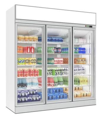 Commercial Double Glass Door No Frost Display Refrigerator Showcase with Fan Cooling System