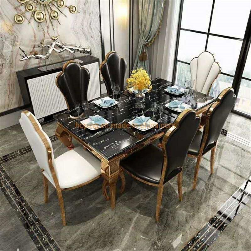 Modern Home Restaurant Furniture Set Special Metal Stainless Steel White Dining Table