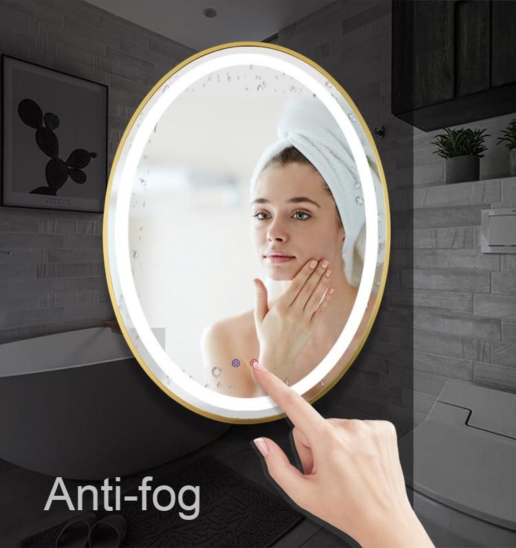 Oval Bathroom Wall Mounted LED Touch Mirror with Light