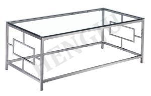 Free Sample Wholesale Modern Design Stainless Steel Coffee Table with Glass Top Modern Living Room