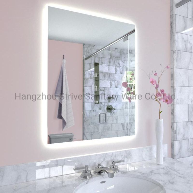 Home LED Lighted Rectangle Bathroom Wall Mirror Silver