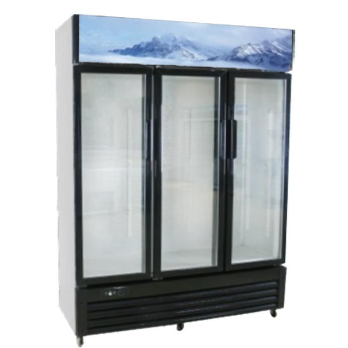 Three Glass Door Upright Display Beverage Cooler Showcase