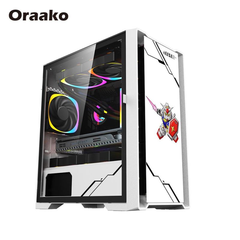 Custom Latest MID Tower Matx Itx Computer Cabinet Casing RGB White Gaming PC Case with 330mm Graphics Card
