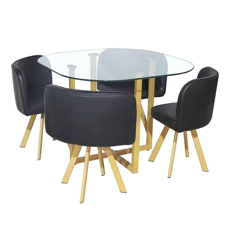 Home Furniture Modern Wholesale Market Tempered Transparent Square Glass Dining Table