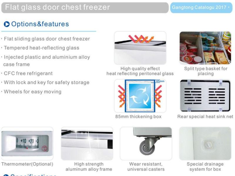 Commercial Slidding Two Glass Door Deep Freezer Manufacturer Chest Showcase