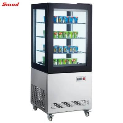 Dessert Shop Display Counters 4 Sides Glass Freezer Cooling Showcase