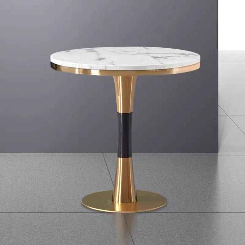 Professional Modern Design Golden Metal Frame Round Marble Top Coffee Tray Table