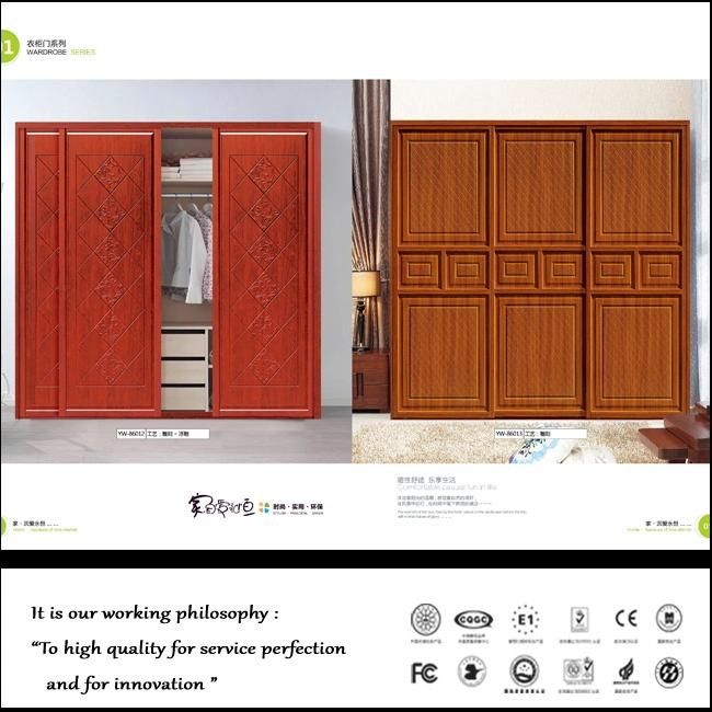 2015 Classic Flowers PVC Sliding Doors Wardrobe