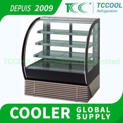 Floor Standing Curve Glass Door Bakery Bread Cake Cooler Refrigerated Positive Temperature Showcase Cooler