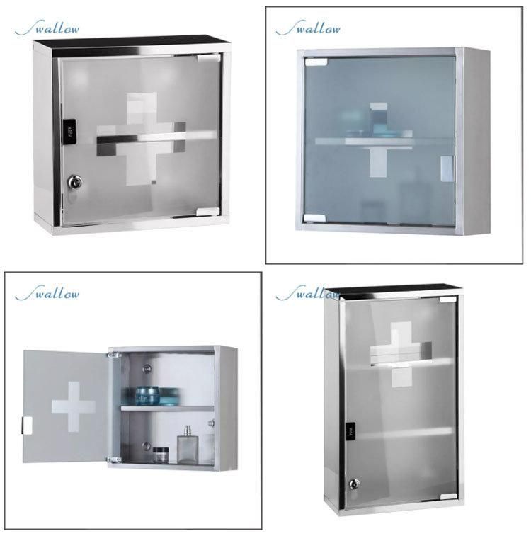 Medicine Cabinet in Glass & Stainless Steel Silver-Coloured
