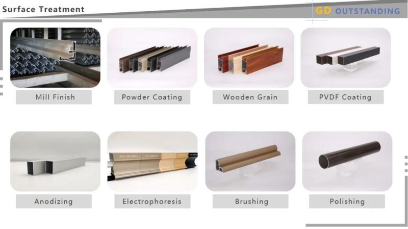 6063 Custom Building Material Aluminium Extrusion Profile for Aluminium Sliding and Casement Windows and Doors