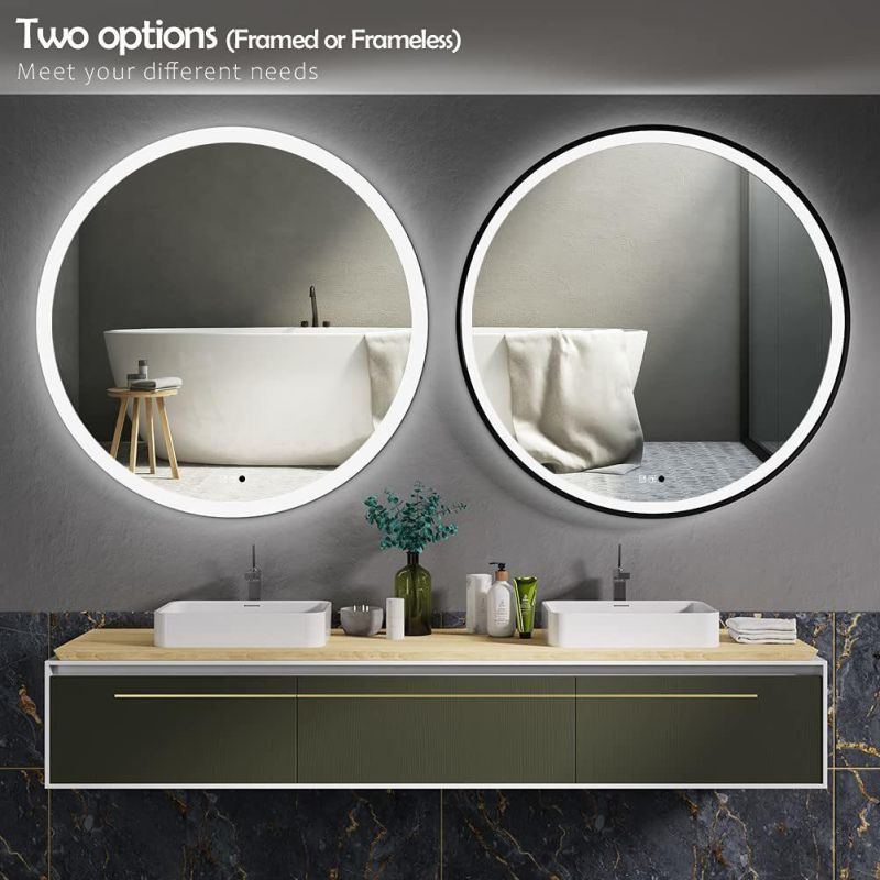 Modern Metal Jh China Home Decor Decorative LED Bathroom Mirror Glass New