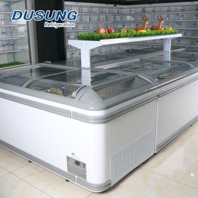 Plug in System Supermarket Top Curved Glass Door Chest Deep Freezer Showcase