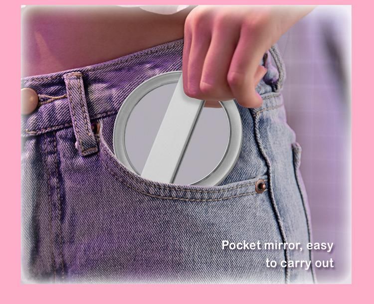 Foldable Compact LED Pocket Hand Mirror for Promotion Cosmetic Gifts