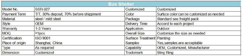 Customized Outdoor Bus Station Shelters with Long Years