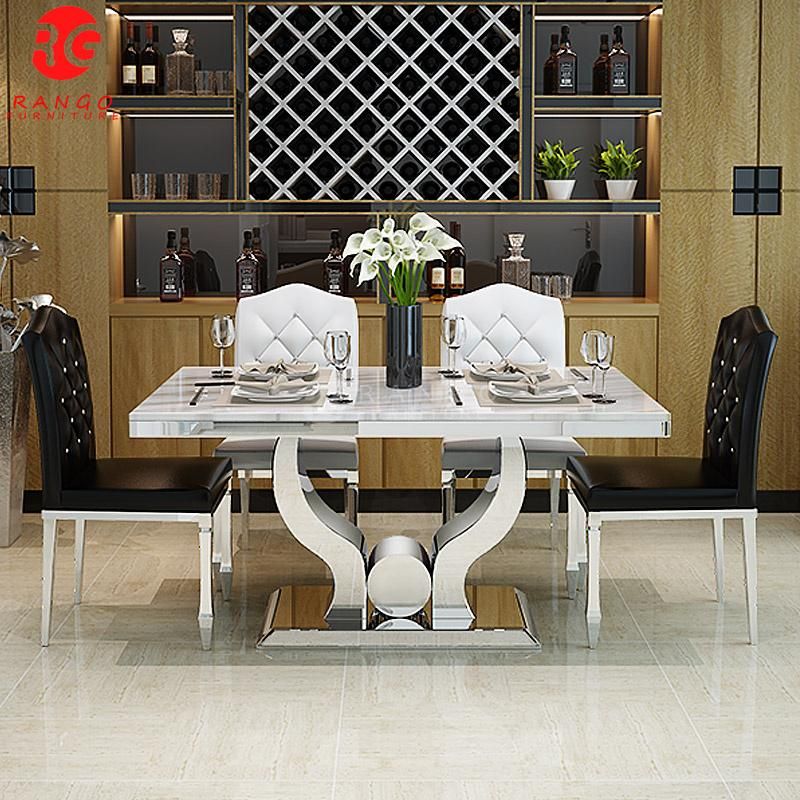 Marble Table with Glass Top Dining Table in Fashion Design for Sale Dining Room Furniture