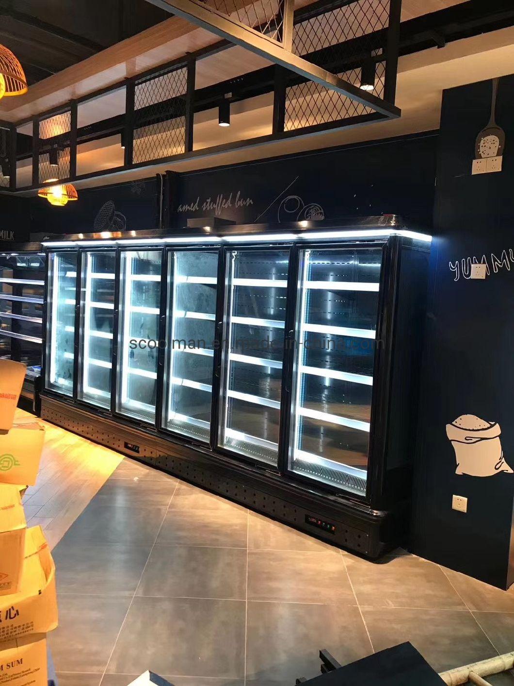 Commercial Two Glass Door Vertical Freezer for Supermarket Showcase