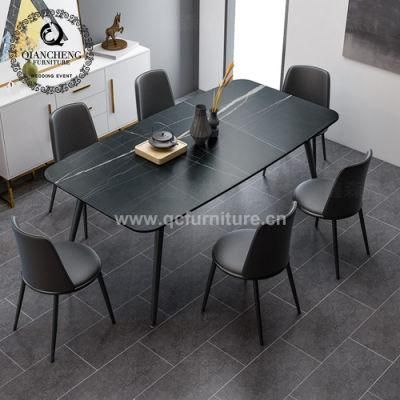 Home Furniture Black Carbon Steel with Sintered Stone Dining Table