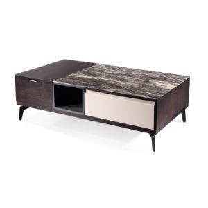 Trendy Wooden Tea Table with Glass Top for Modern Living Room (YA980A)