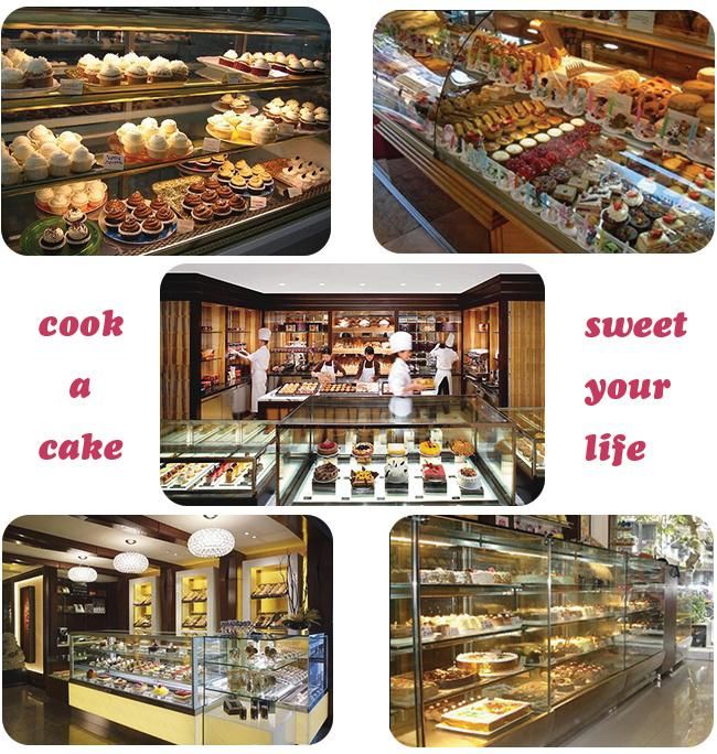 Countertop Curve Glass Gateau Cookie Pastry Dessert Chocolate Display Cabinet Cake Showcase (KT750AF-S2)