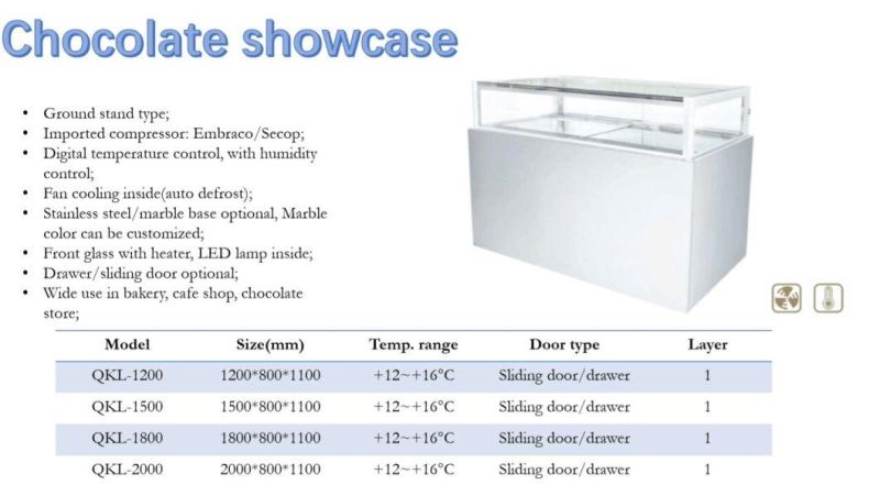 Chocolate and Cake Refrigerated Showcase with Square Glass