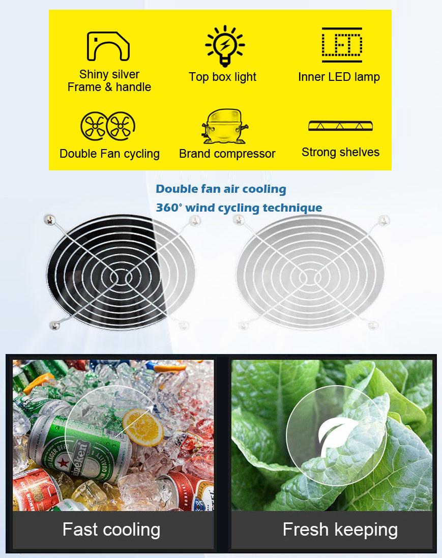 800L Large Capacity Supermarket Cold Storage Display Showcase Glass Pulling Door Cabinet Lsc800kg