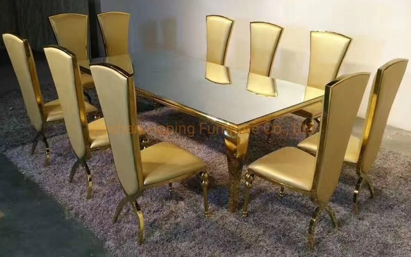 Wholesale Simple Rectangular Modern Wooden Table Top Pasted with Paper Dining Table Irregular MDF Table and Faux Leather 4 Chairs for Latin America