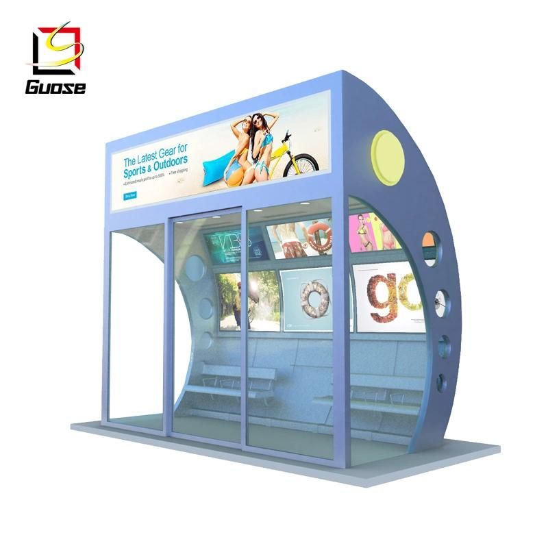 Indoor Air Conditioning Metal Bus Stop Shelter with Glass Door Bus Shelter
