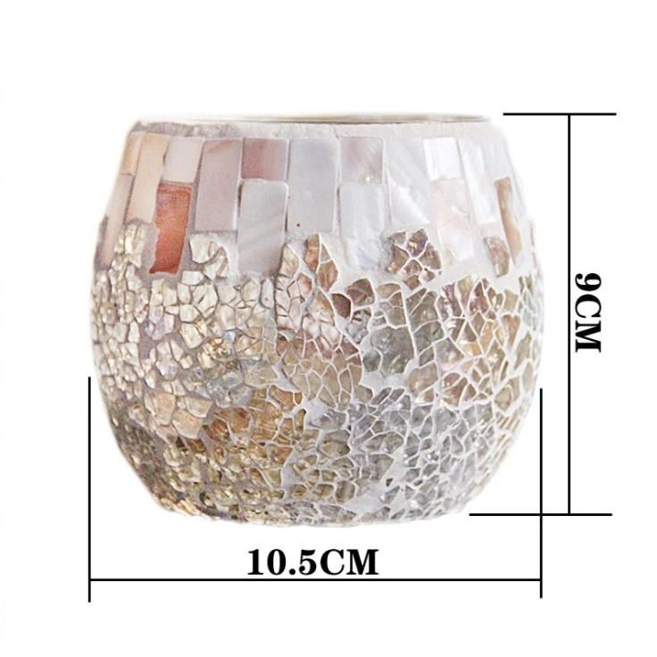 Fancy Bowl Shape Glass Candle Jar Candle Cup Mosaic Candle Holder for Wedding Decoration