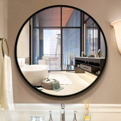 Alluminum Round Frame Mirror Wall Mounted Black Metal Framed Makeup Mirror for Home Furniture